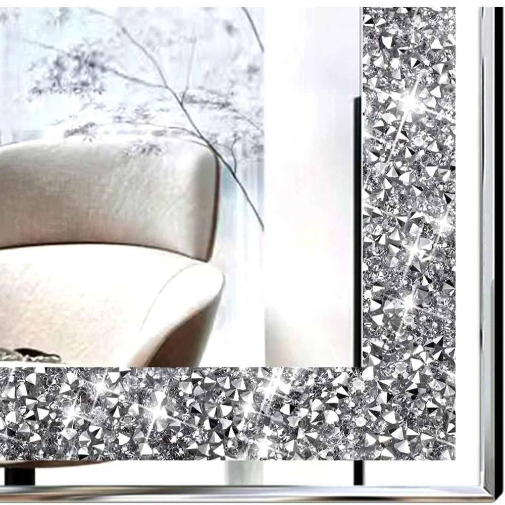 Silver (12”x12”) Crush Diamond Decorative Wall Mirrors 2 Piece Set